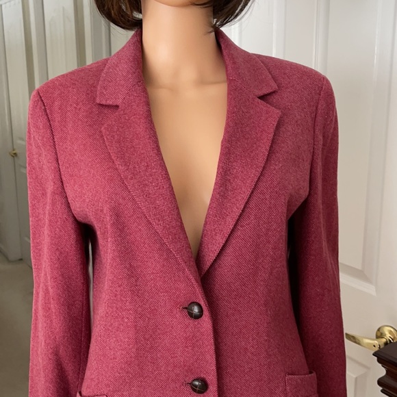 NWOT Talbots cranberry woven all wool blazer - Picture 4 of 12